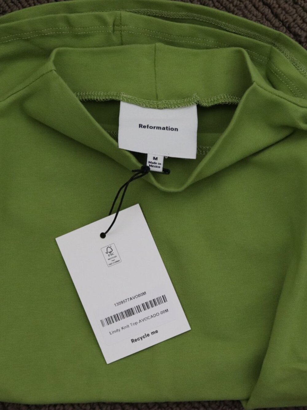 NWT Reformation Lindy Top Avocado Green Size Medium - Picture 4 of 5